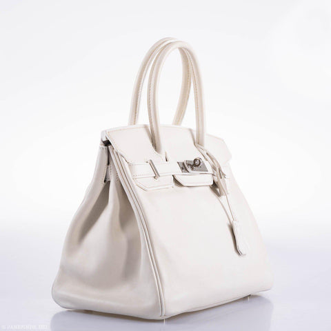 Hermès Birkin 30 White Swift with Palladium Hardware - 2007, K Square