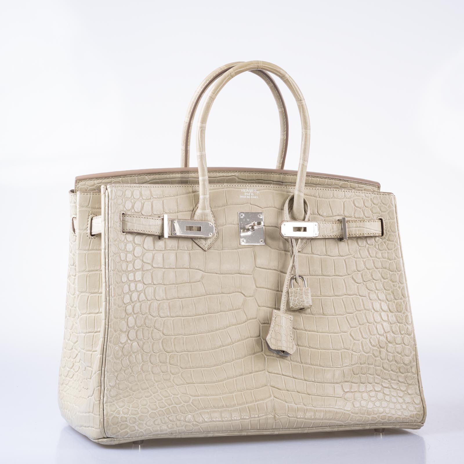 Hermès Birkin 35 Beton Matte Porosus Crocodile Palladium Hardware
