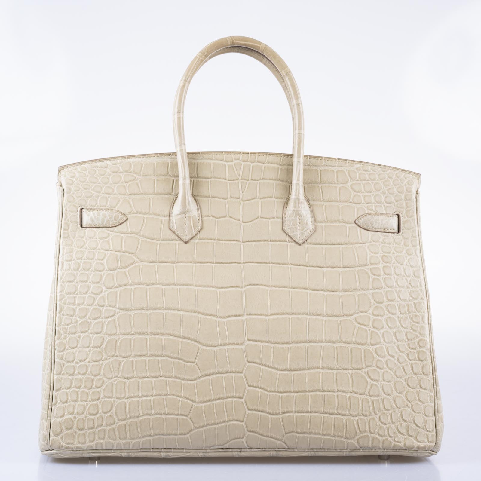 Hermès Birkin 35 Beton Matte Porosus Crocodile Palladium Hardware