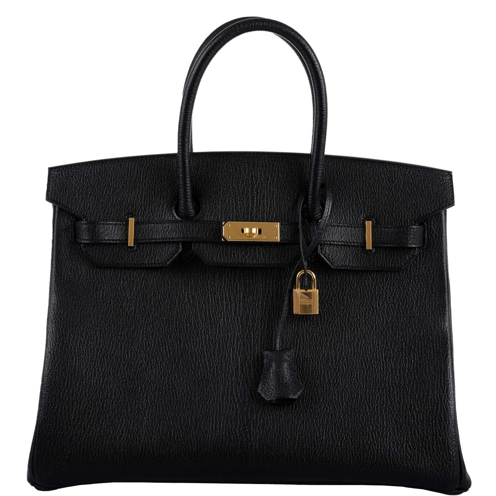 Hermès Birkin 35 Black Chevre De Coromandel with Gold Hardware