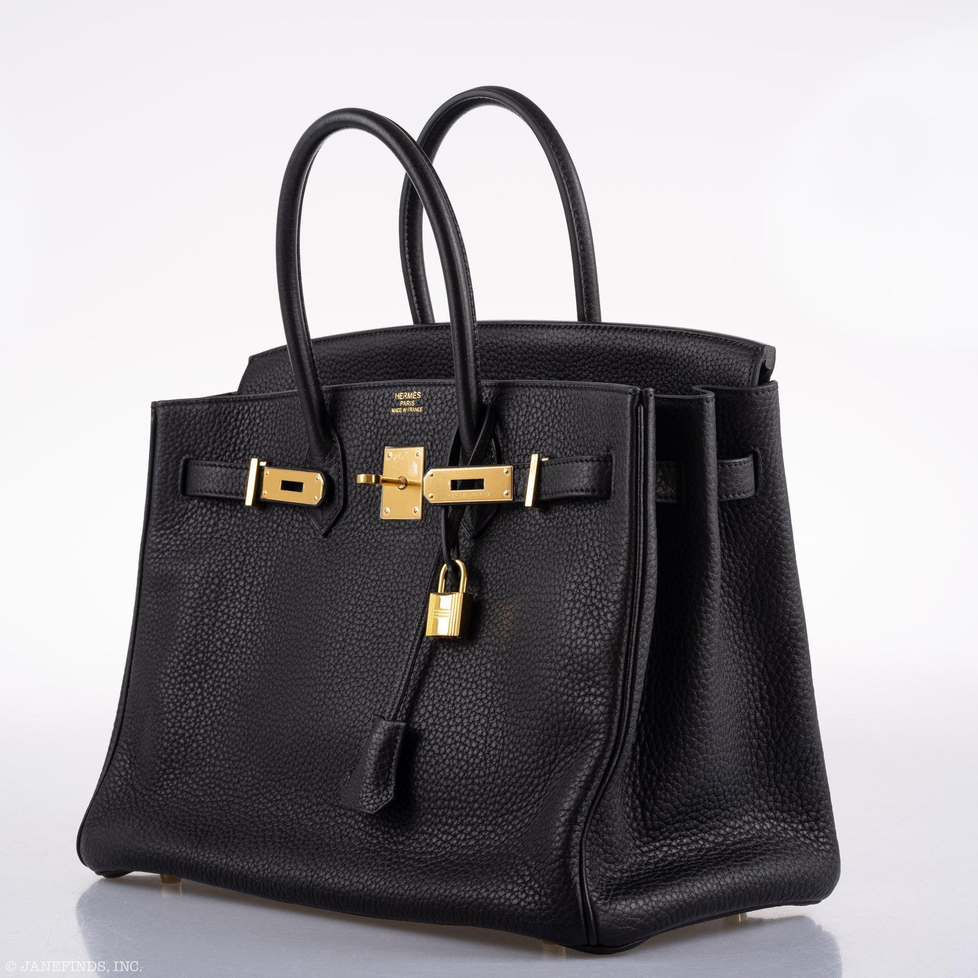 Hermès Birkin 35 Black Clemence Leather Gold Hardware - Square N