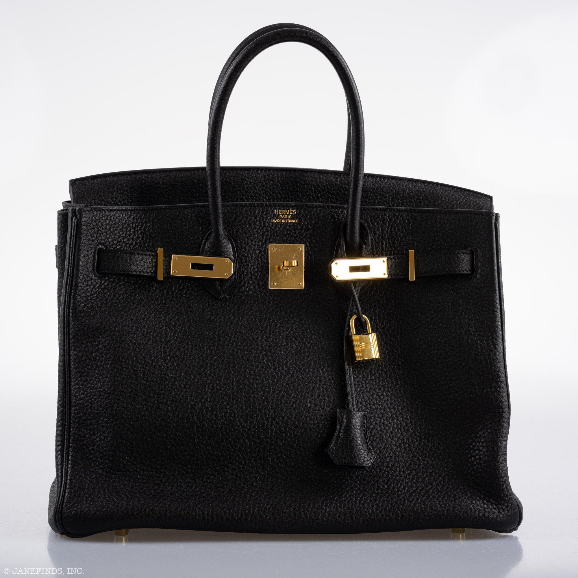 Hermès Birkin 35 Black Clemence Leather Gold Hardware - Square N