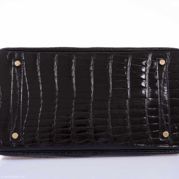 Hermès Birkin 35 Black Shiny Porosus Crocodile Gold Hardware – JaneFinds