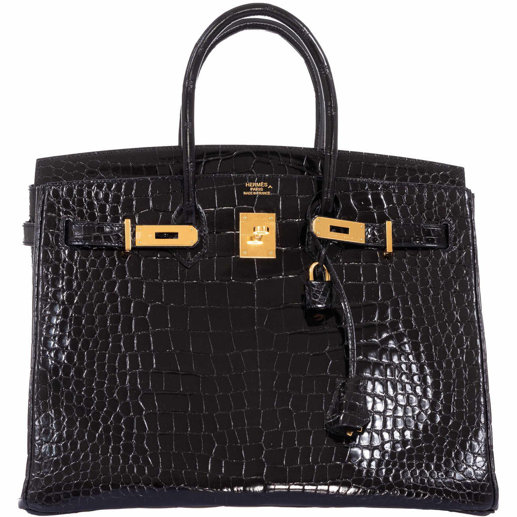 Hermès BETON Matte Porosus Croc 35 cm Birkin Bag- Grey color with gold  hardware