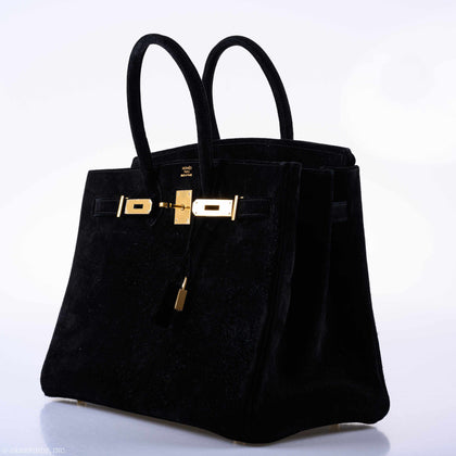 Hermès Birkin 35 Black Veau Velours Suede Gold Hardware - D Square ...