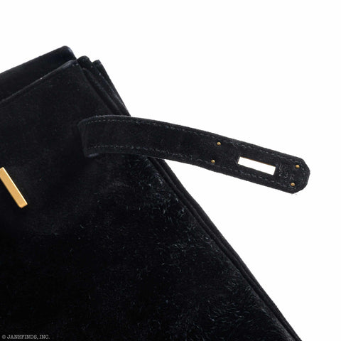 Hermès Birkin 35 Black Veau Velours Suede Gold Hardware - D Square