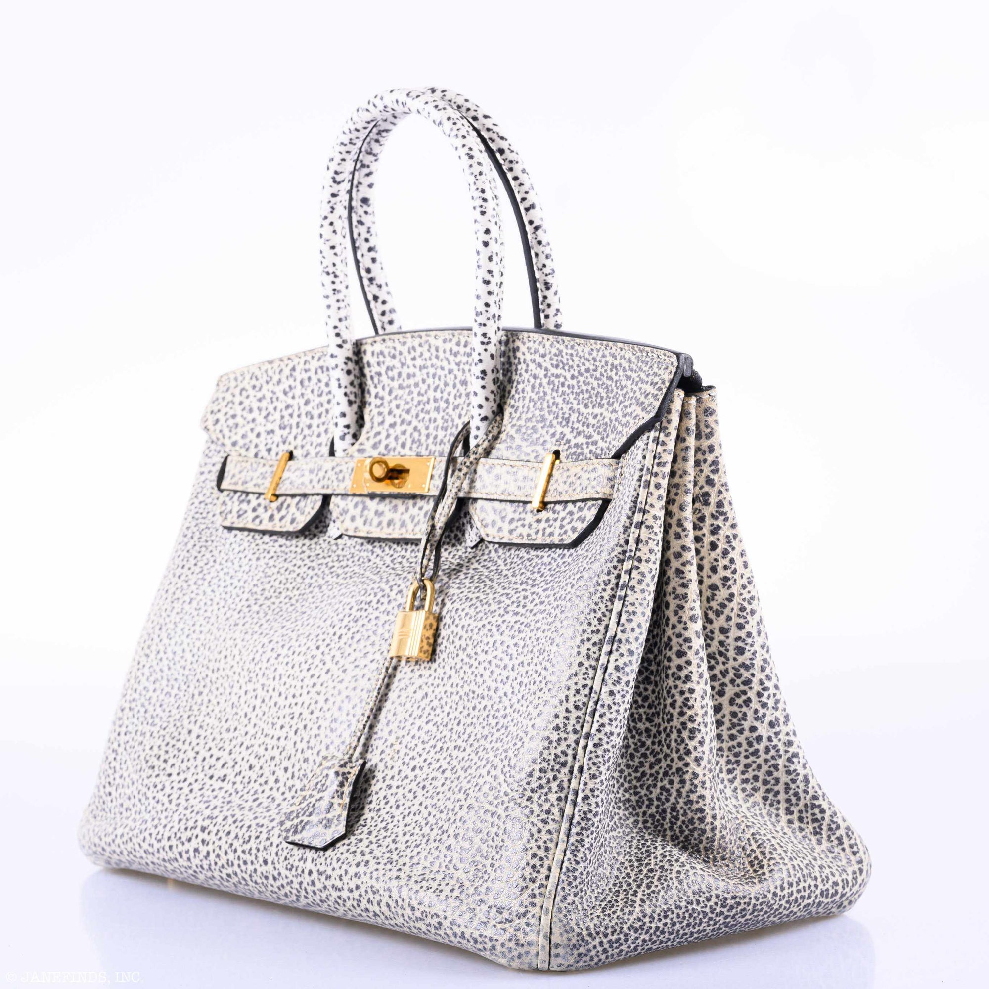Hermès Birkin 35 Black & White Dalmatian Buffalo Gold Hardware