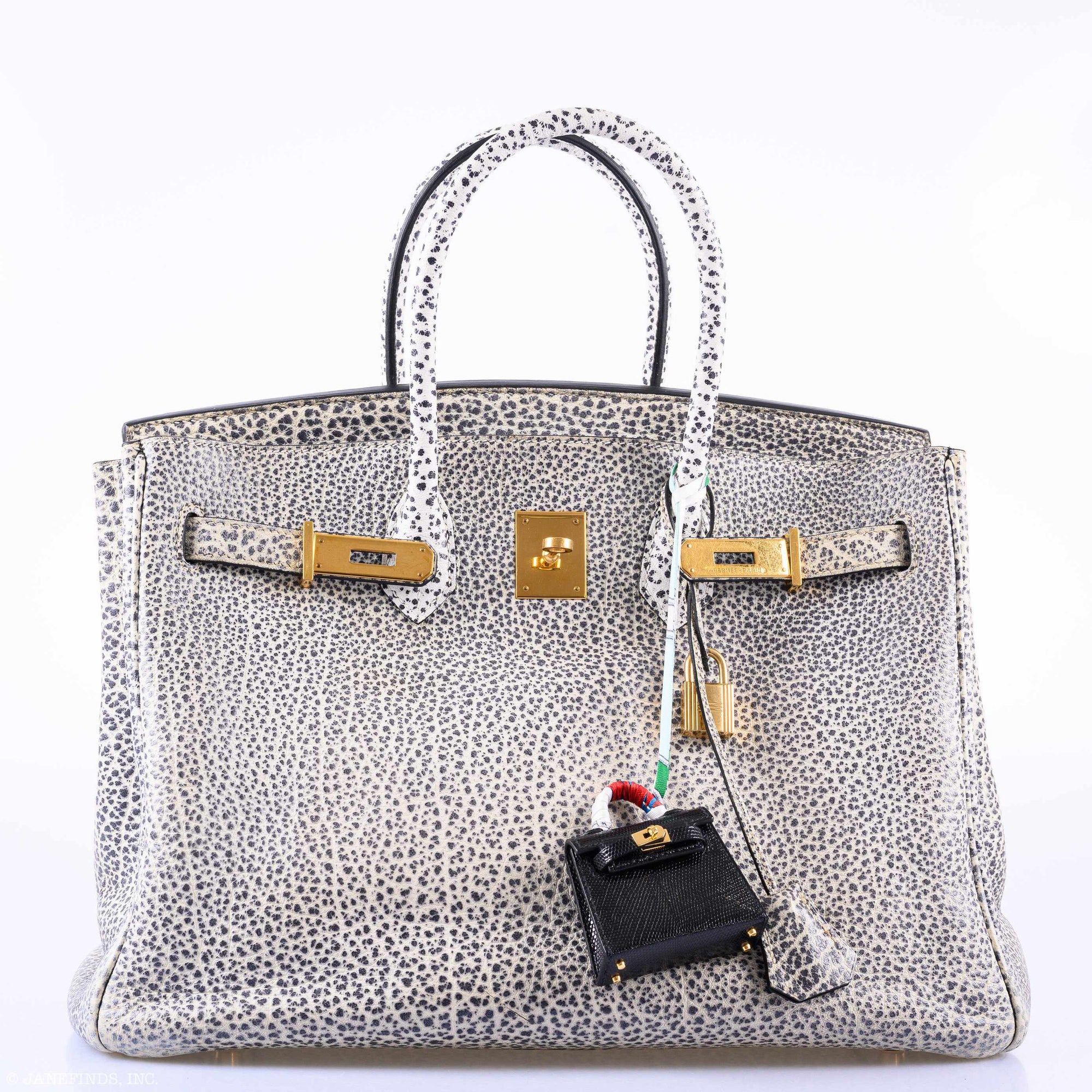 Hermès Birkin 35 Black & White Dalmatian Buffalo Gold Hardware