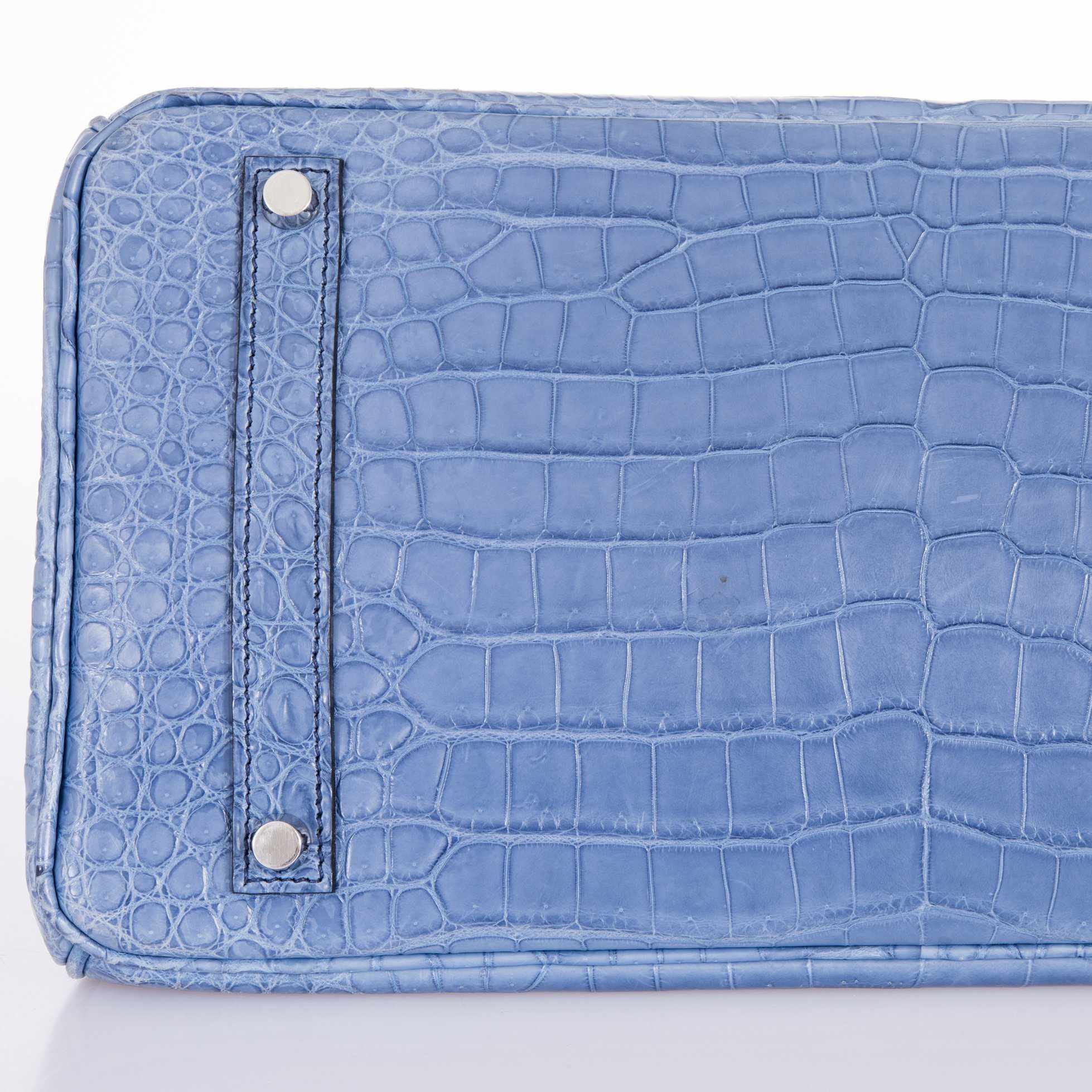 Hermès Birkin 35 Bleu Brighton Porosus Crocodile Palladium Hardware