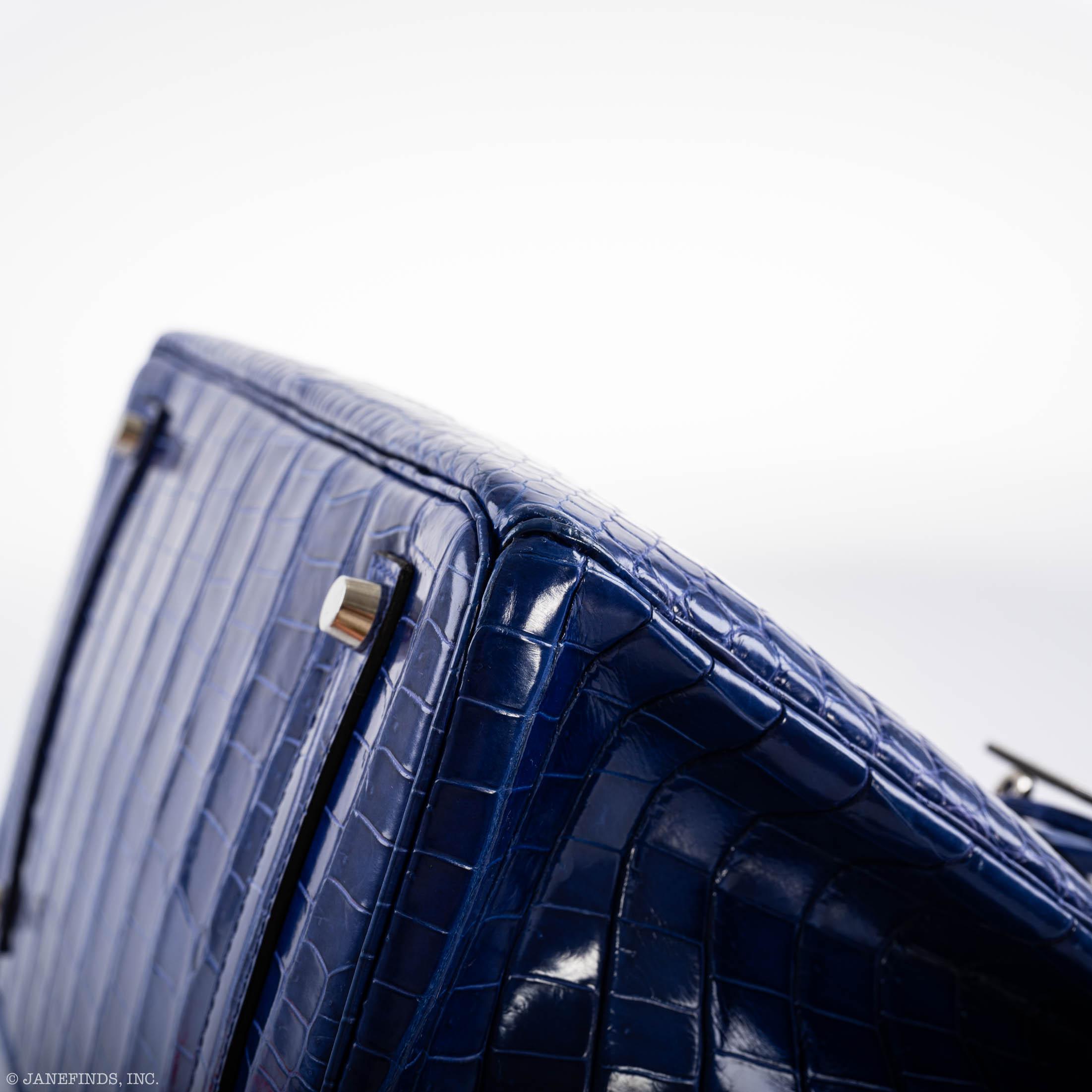 Hermès Birkin 35 Blue Electric Porosus Crocodile Palladium Hardware