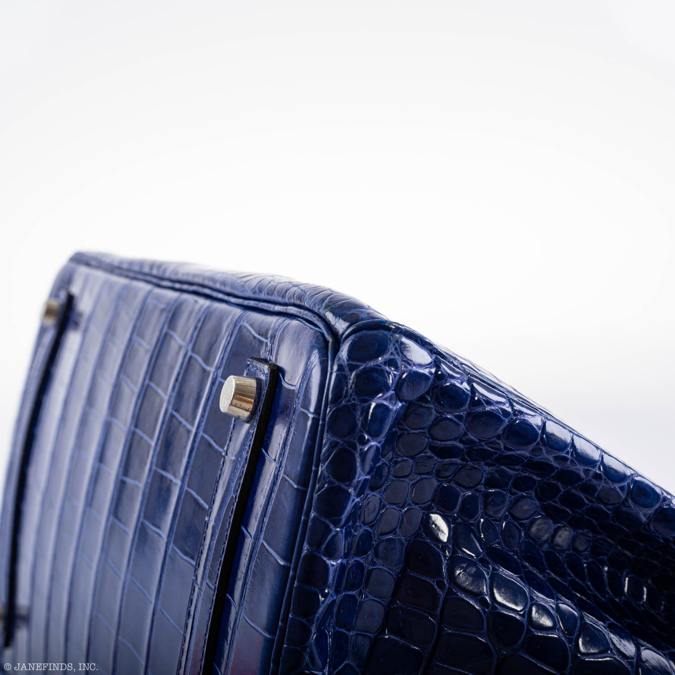 Hermès Birkin 35 Blue Electric Porosus Crocodile Palladium Hardware - 2012, P Square