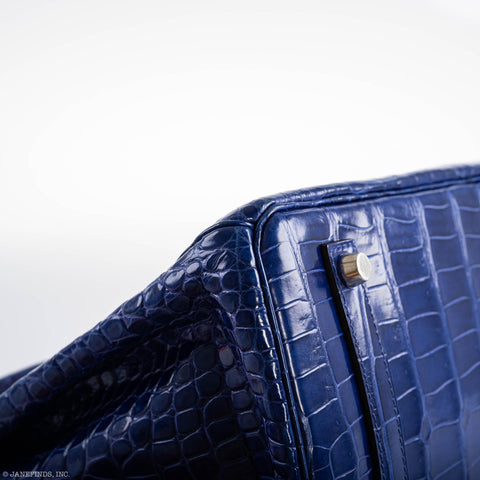 Hermès Birkin 35 Blue Electric Porosus Crocodile Palladium Hardware - 2012, P Square