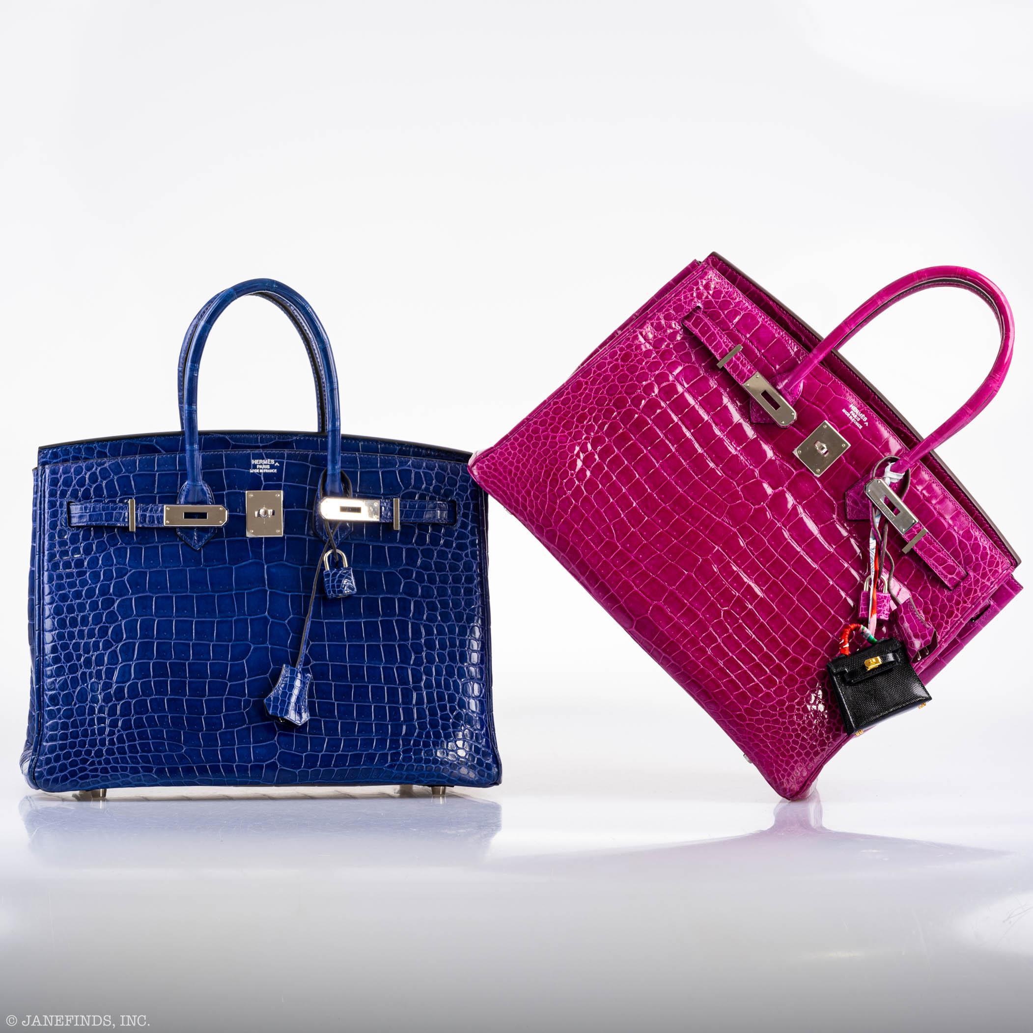 Hermès Birkin 35 Blue Electric Porosus Crocodile Palladium Hardware - 2012, P Square