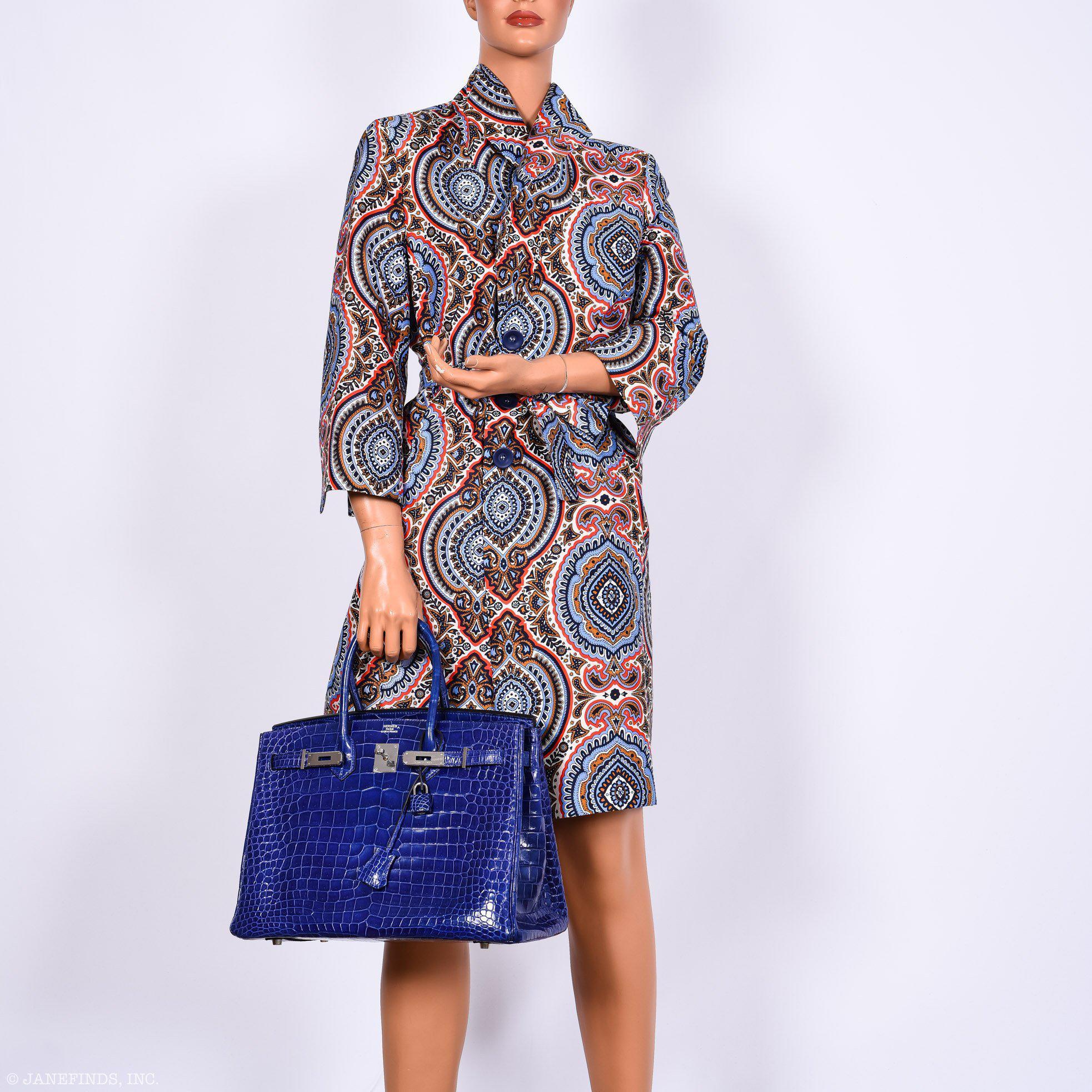 Hermès Birkin 35 Blue Electric Porosus Crocodile Palladium Hardware - 2012, P Square