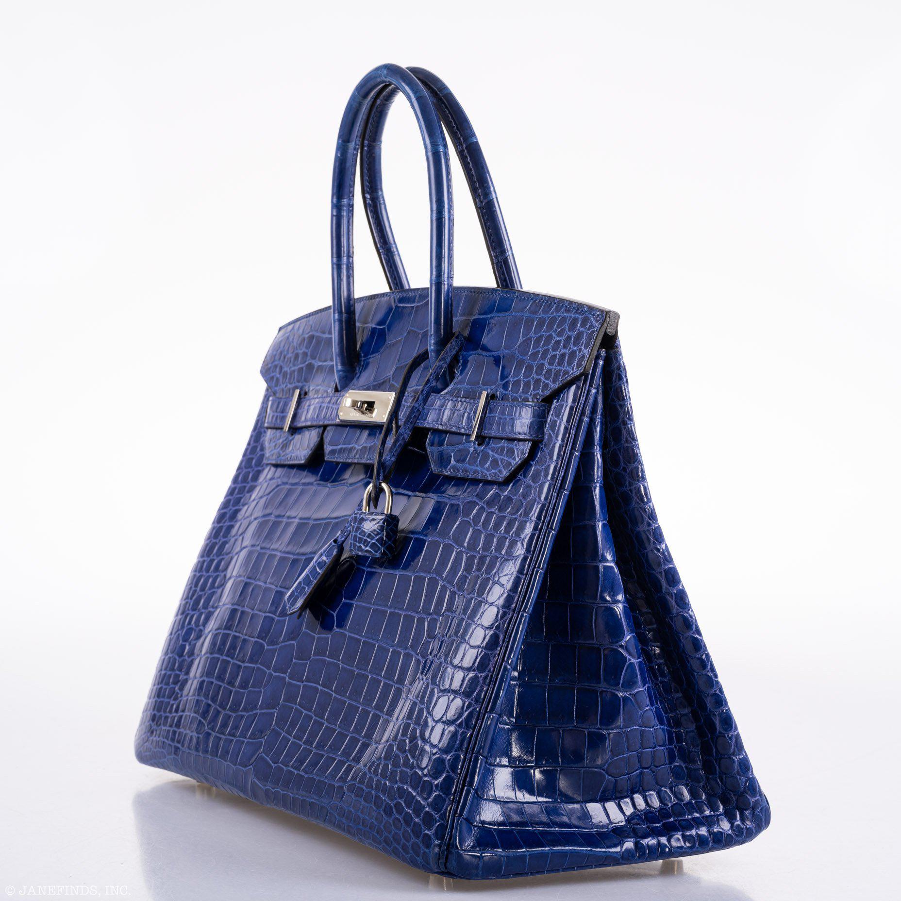 Hermès Birkin 35 Blue Electric Porosus Crocodile Palladium Hardware - 2012, P Square