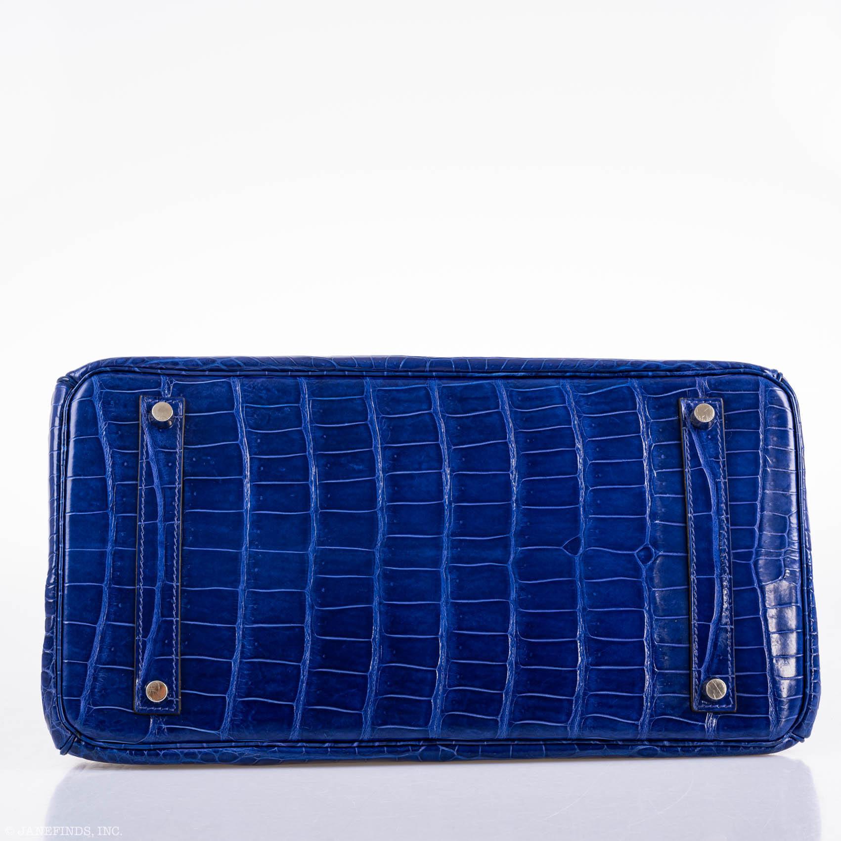 Hermès Birkin 35 Blue Electric Porosus Crocodile Palladium Hardware - 2012, P Square