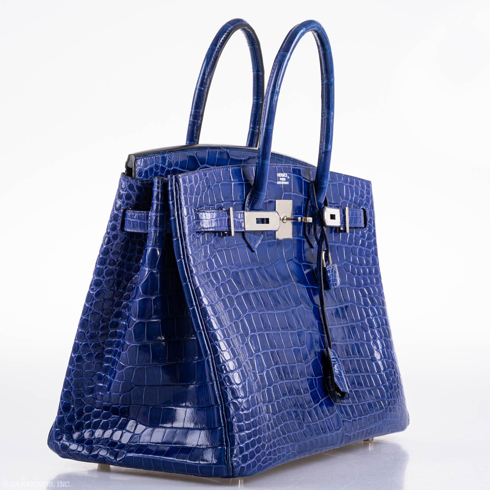 Hermès Birkin 35 Blue Electric Porosus Crocodile Palladium Hardware - 2012, P Square