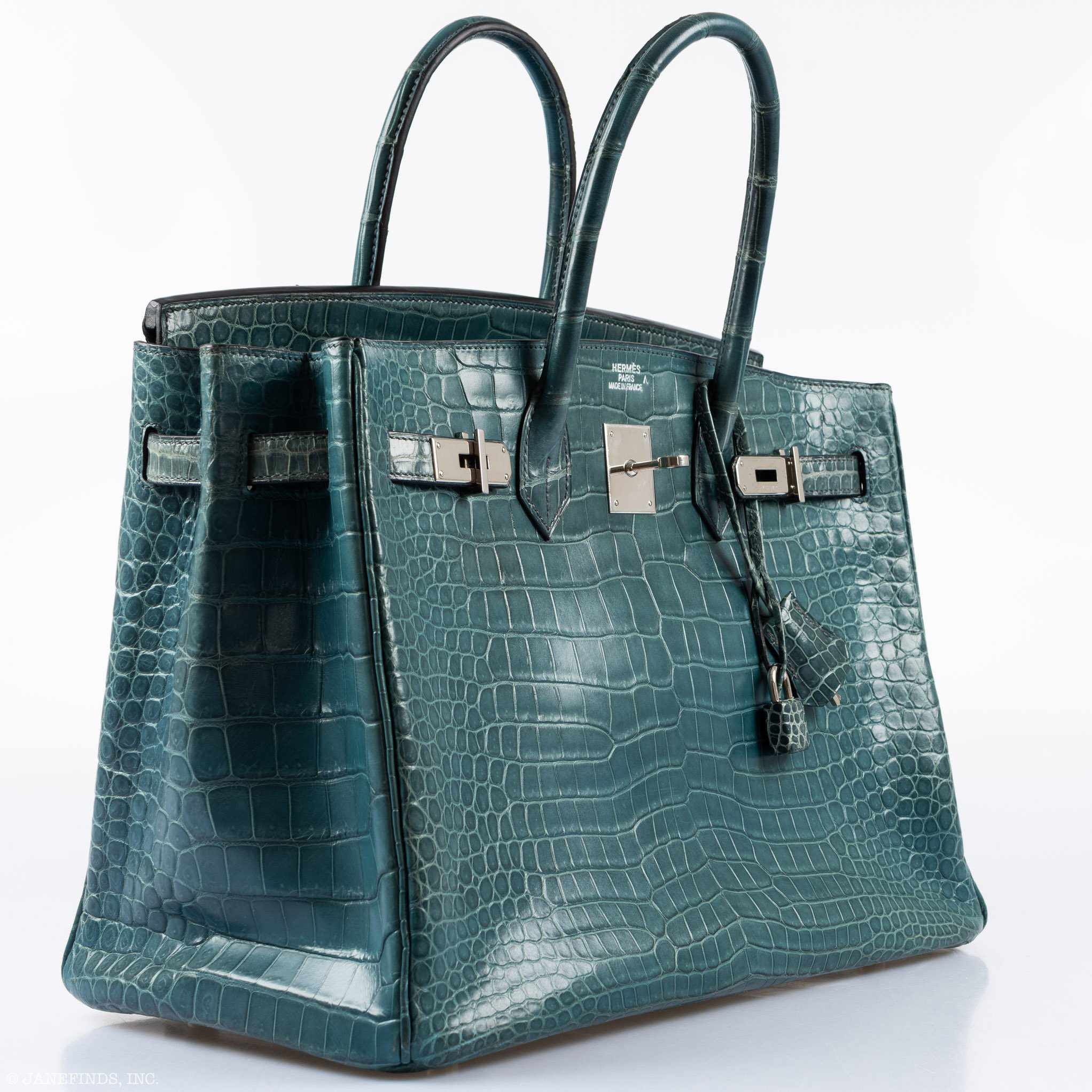 Hermès Birkin 35 Blue Jean Porosus Crocodile Palladium Hardware