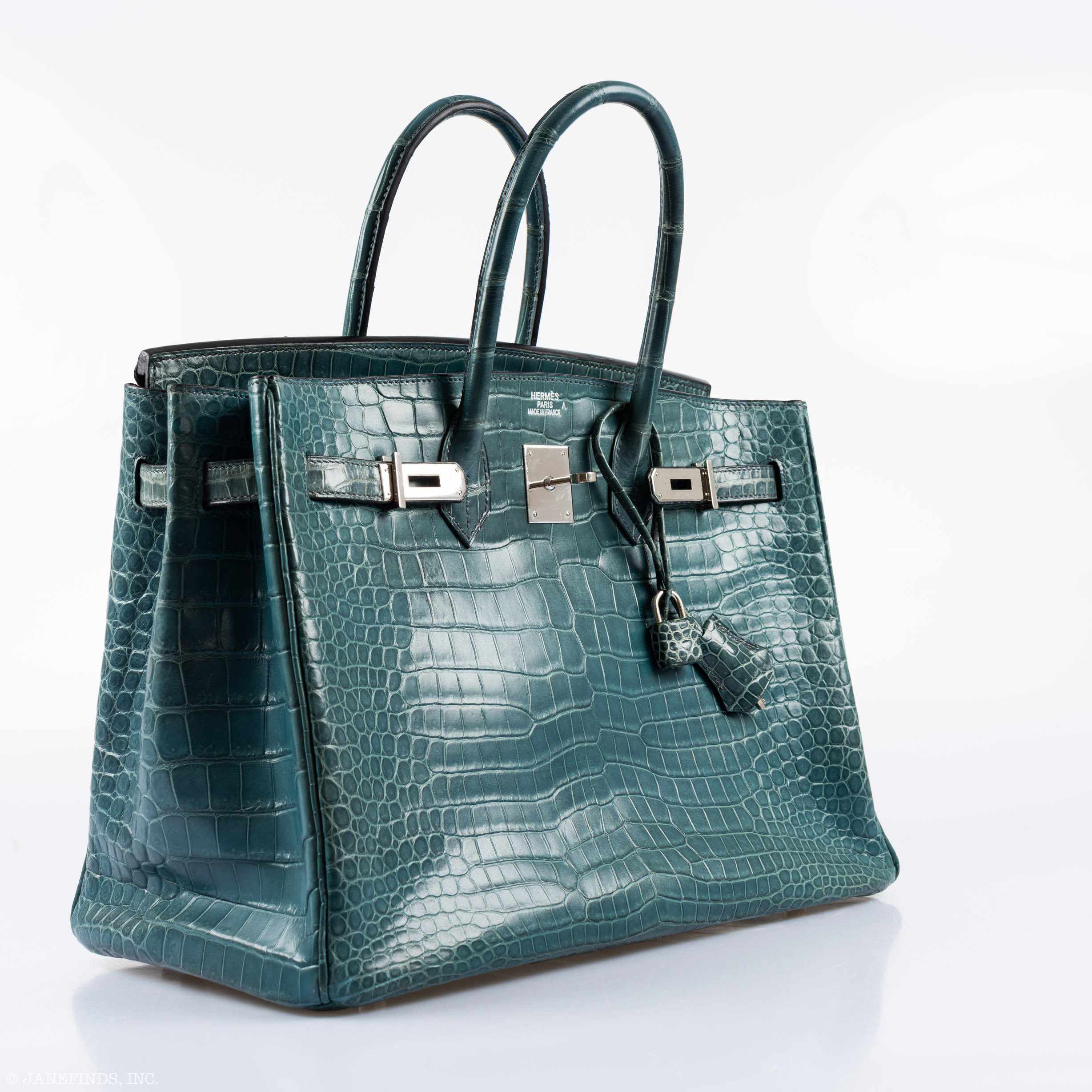 Hermès Birkin 35 Blue Jean Porosus Crocodile Palladium Hardware