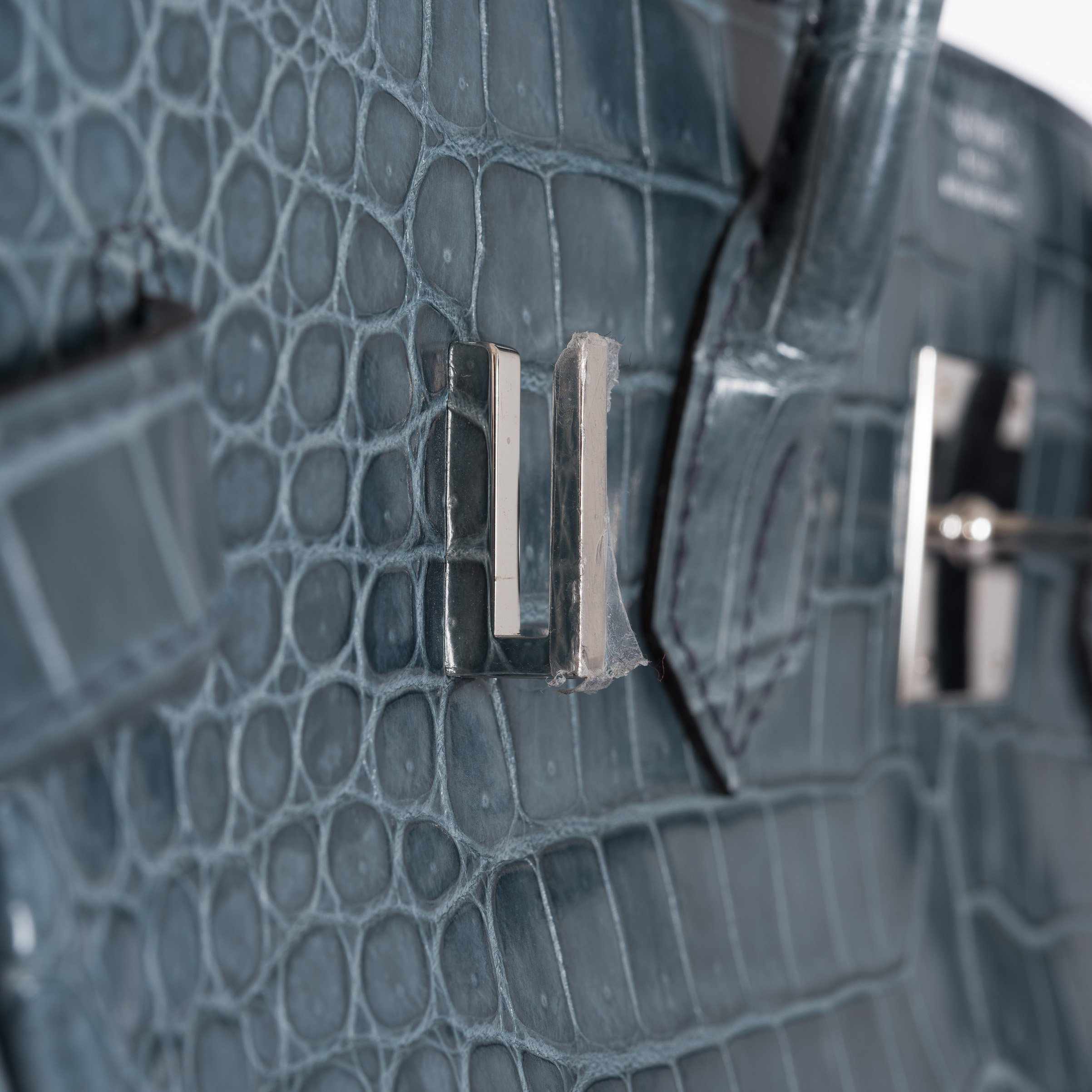 Hermès Birkin 35 Blue Jean Porosus Crocodile Palladium Hardware