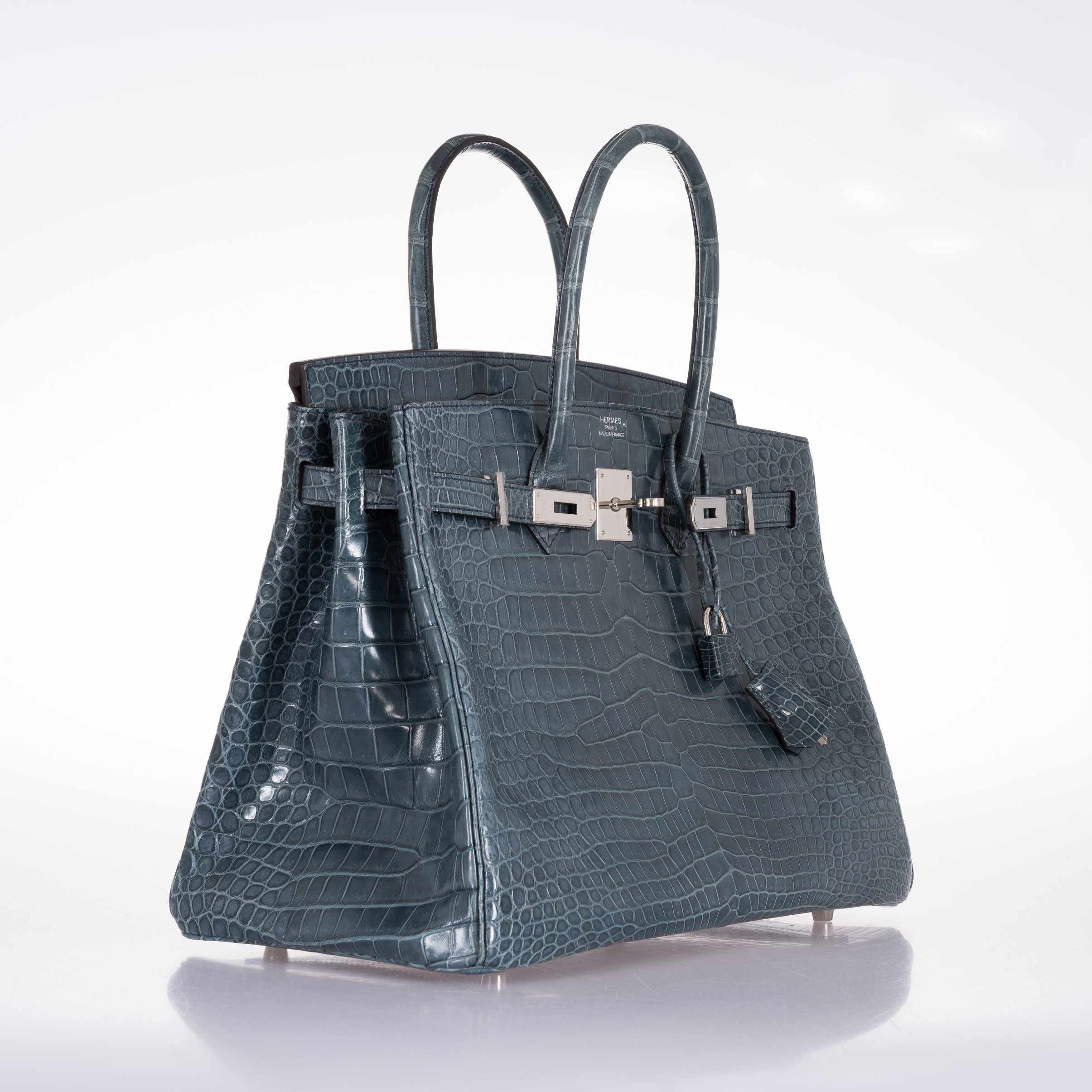 Hermès Birkin 35 Blue Jean Porosus Crocodile Palladium Hardware