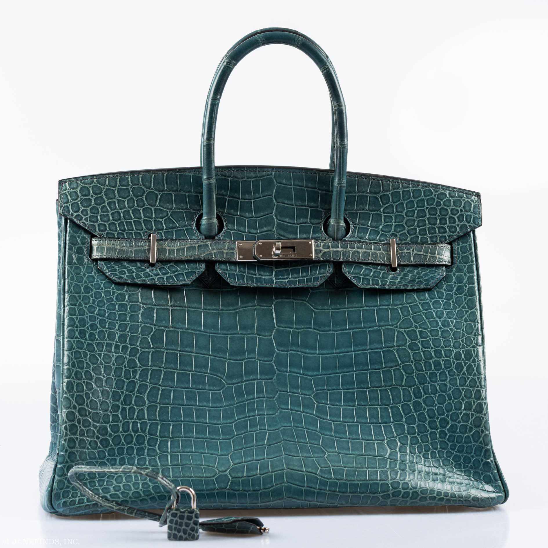 Hermès Birkin 35 Blue Jean Porosus Crocodile Palladium Hardware