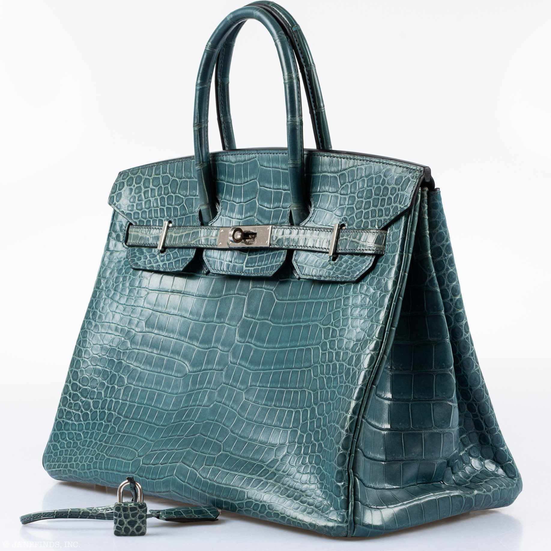 Hermès Birkin 35 Blue Jean Porosus Crocodile Palladium Hardware