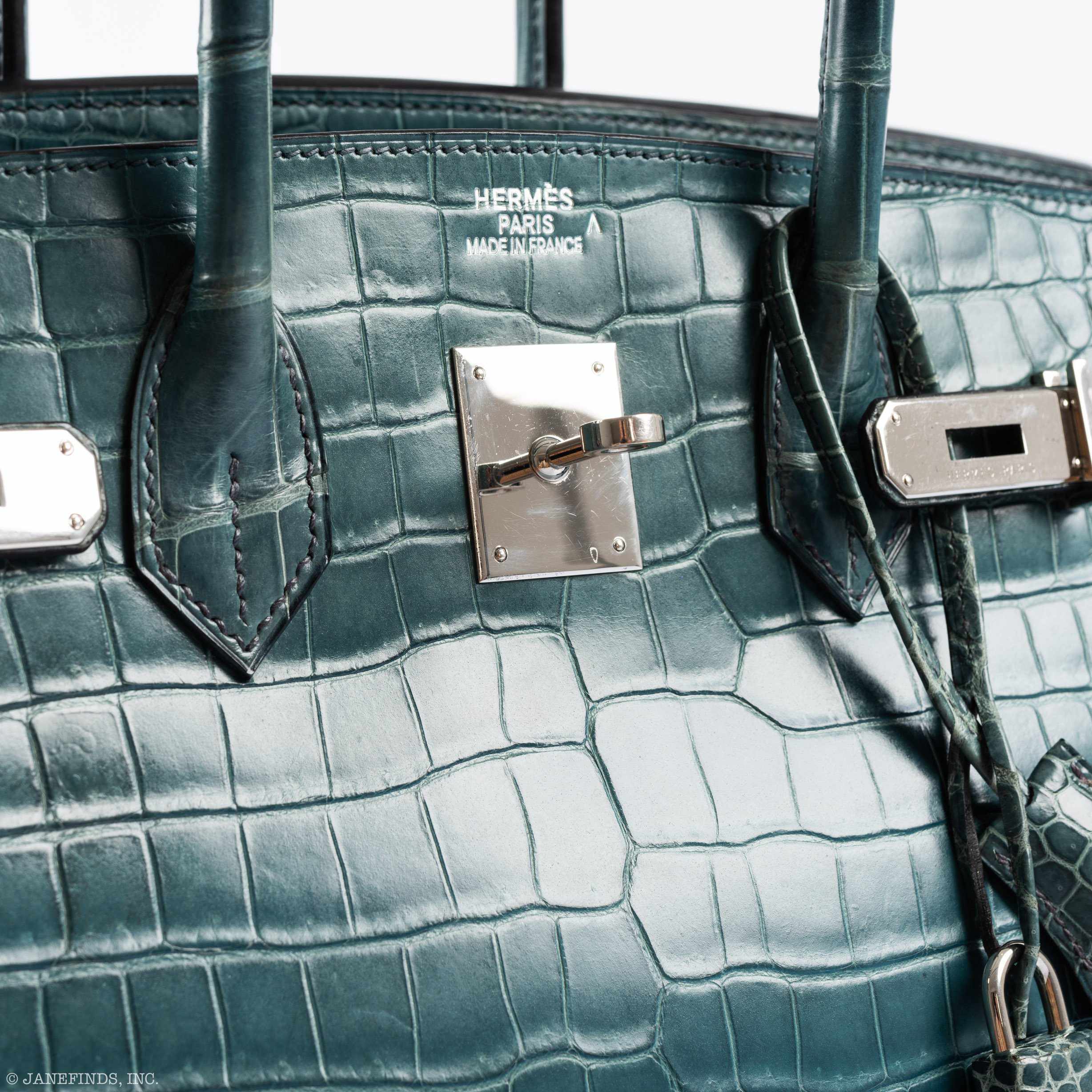 Hermès Birkin 35 Blue Jean Porosus Crocodile Palladium Hardware