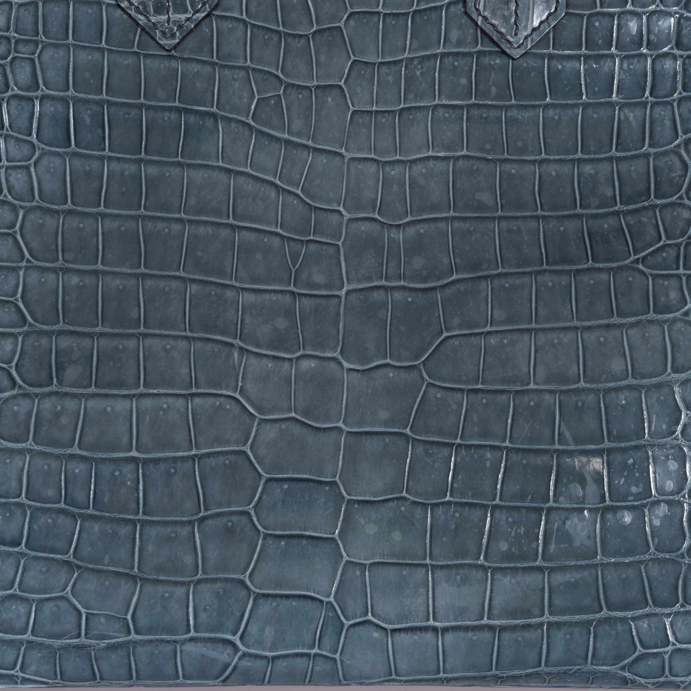 Hermès Birkin 35 Blue Jean Porosus Crocodile Palladium Hardware