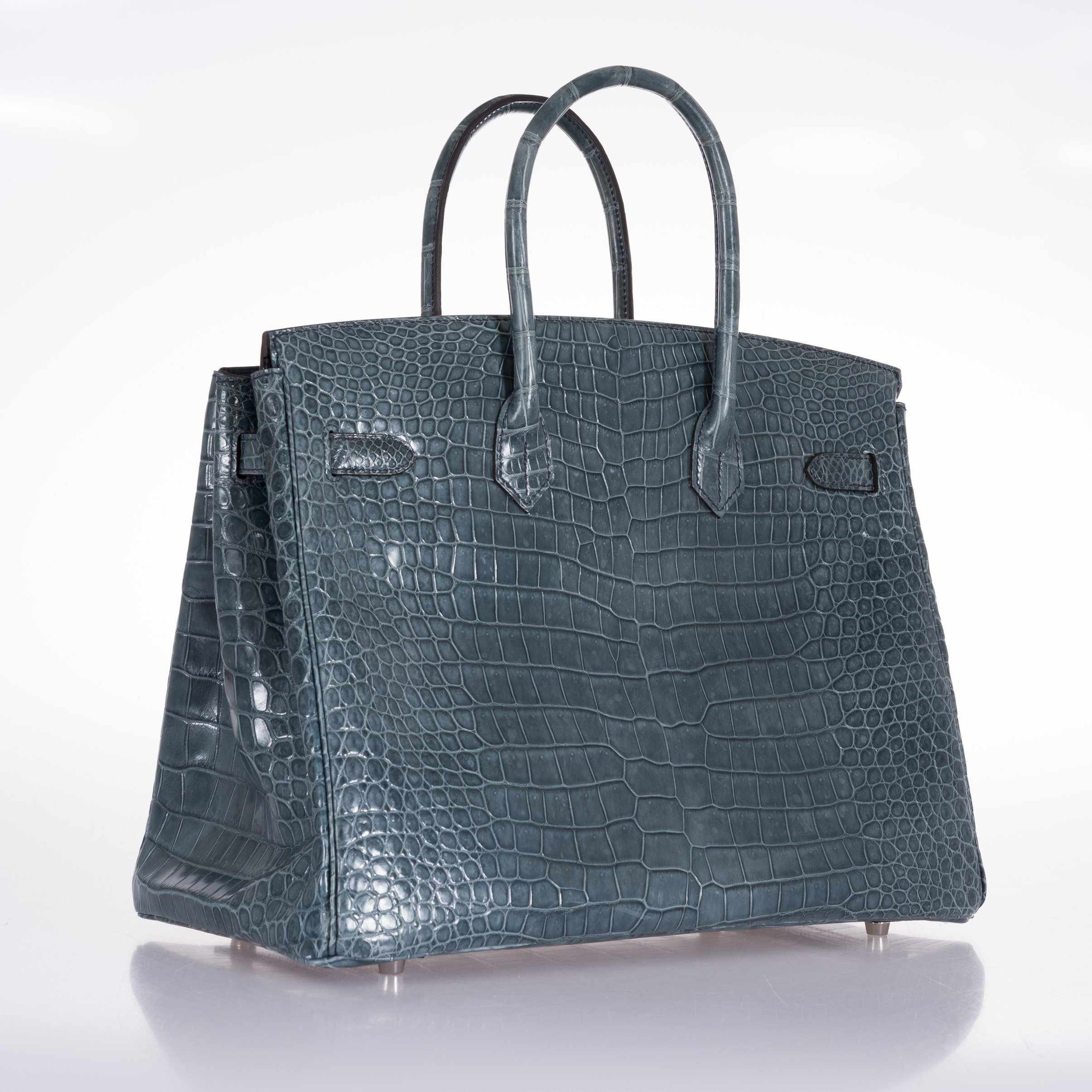 Hermès Birkin 35 Blue Jean Porosus Crocodile Palladium Hardware