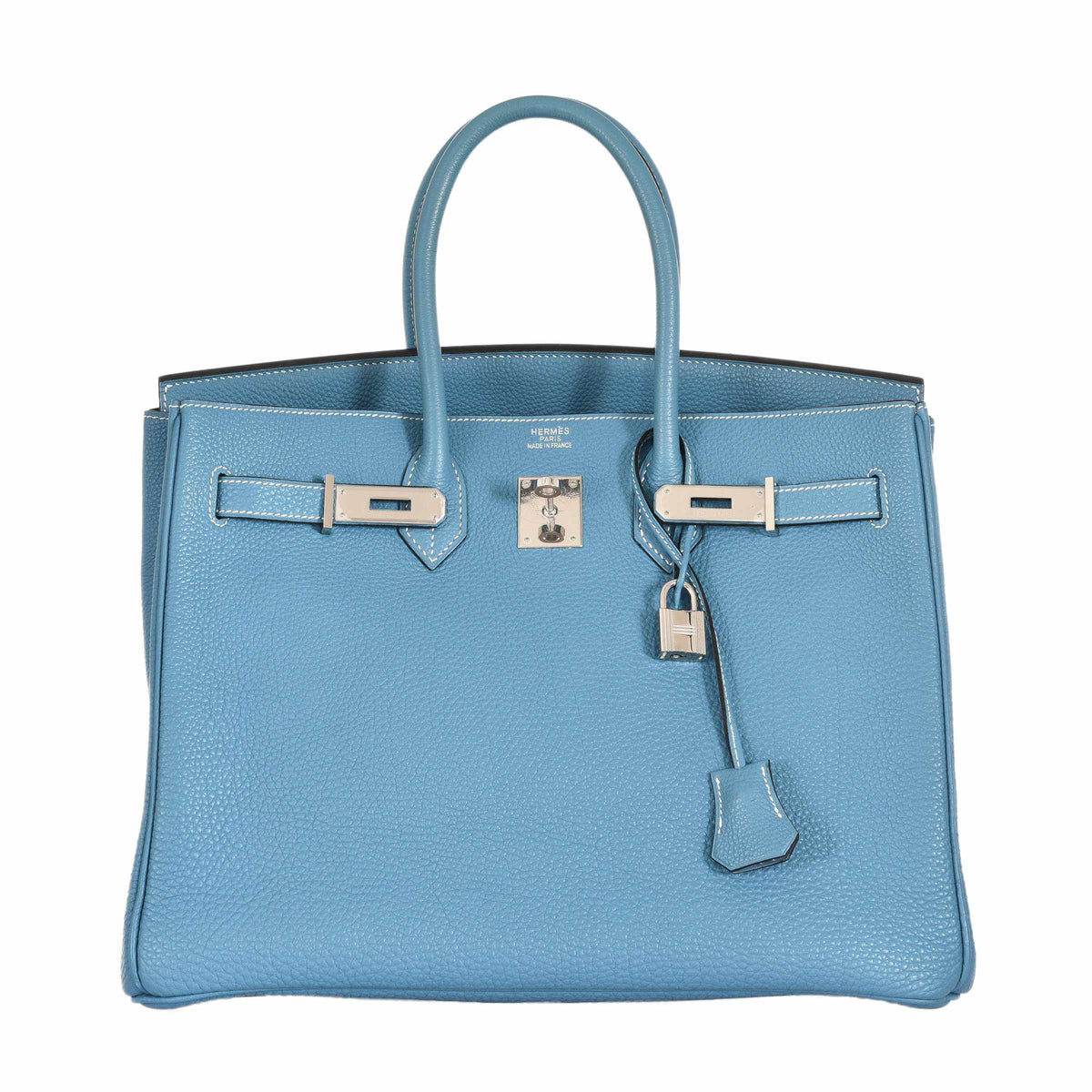 Hermes 32cm Blue Jean Swift Leather and Denim Palladium Hardware HAC Birkin  Bag - Yoogi's Closet