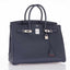 Hermès Birkin 35 Blue Nuit Verso Orange Poppy Togo Palladium Hardware