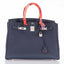 Hermès Birkin 35 Blue Nuit Verso Orange Poppy Togo Palladium Hardware