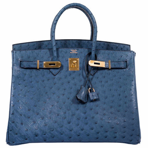 Hermès Birkin 35 Blue Roi Ostrich Gold Hardware