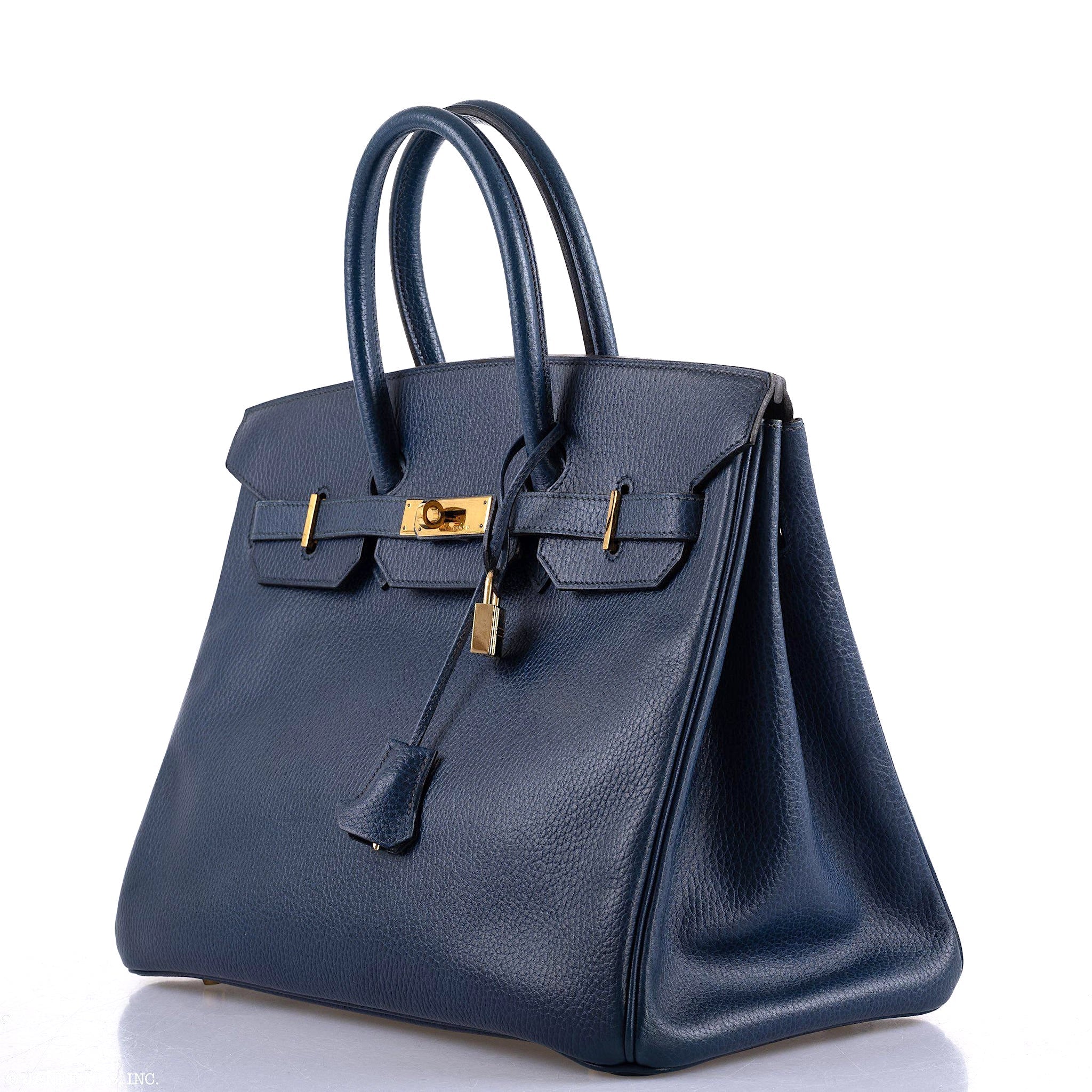 Hermes Birkin 35 Blue Saphire Ardennes leather Gold Hardware