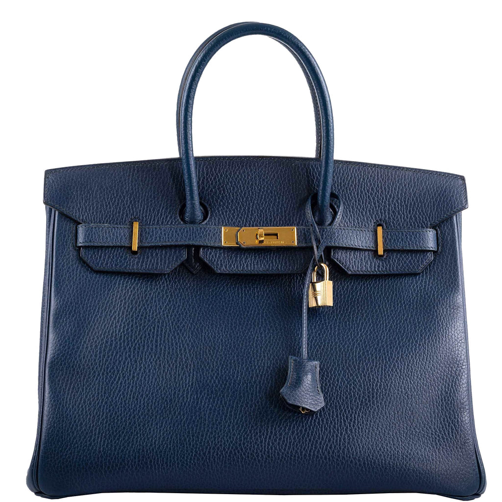 Hermes Blue Epsom Leather Gold Hardware Birkin 35 Bag Hermes