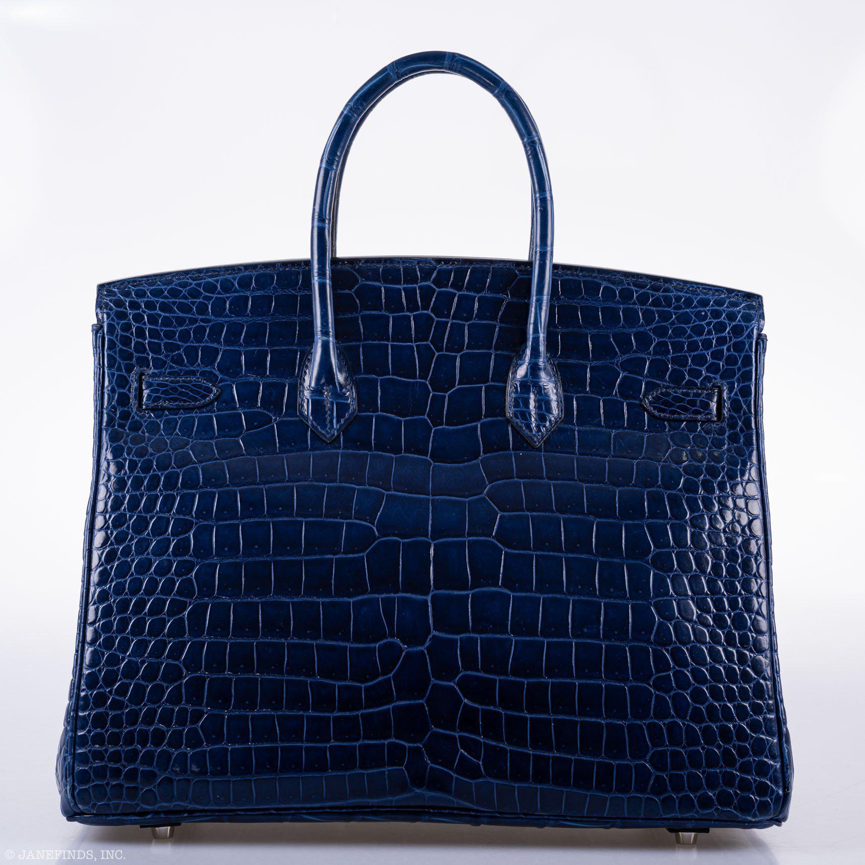 Hermès Birkin 35 Blue Sapphire Porosus Crocodile Palladium Hardware