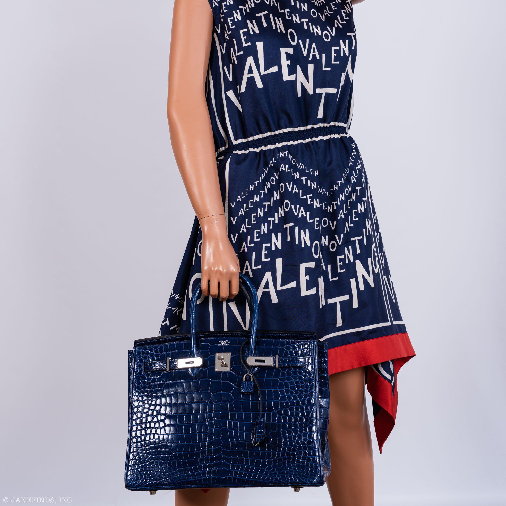Hermès Birkin 35 Blue Sapphire Porosus Crocodile Palladium Hardware