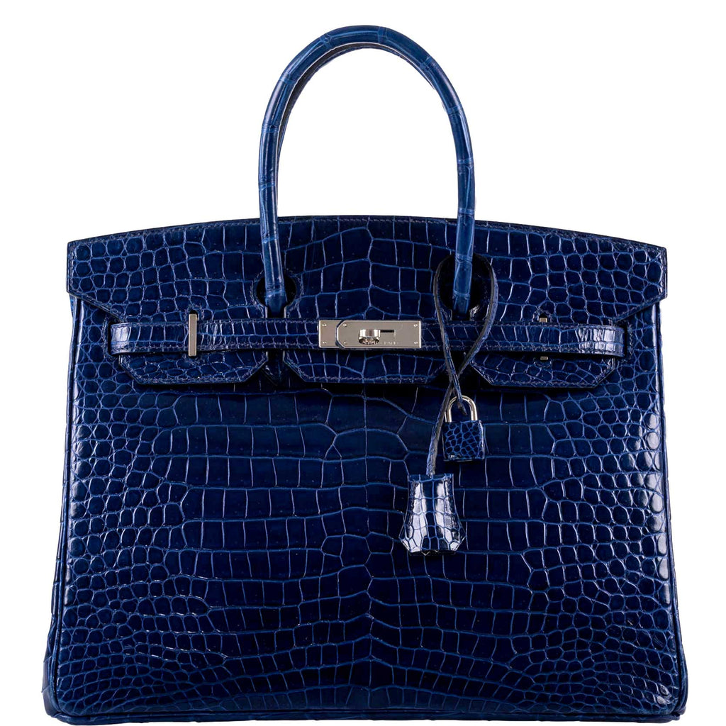 Pre-owned Hermes Birkin 35 Bleu Electric Togo Palladium Hardware