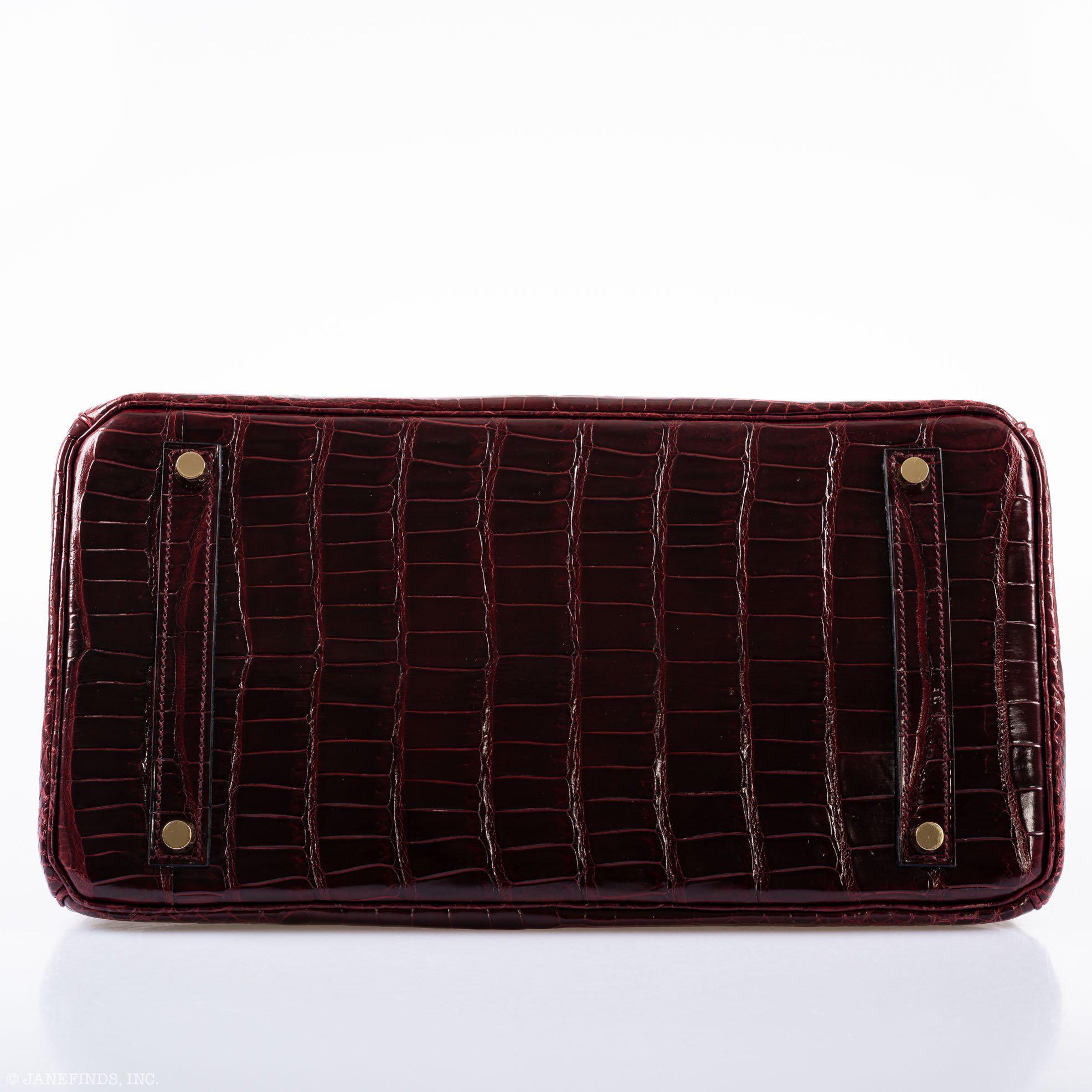 Hermès Birkin 35 Bordeaux Porosus Crocodile Gold Hardware