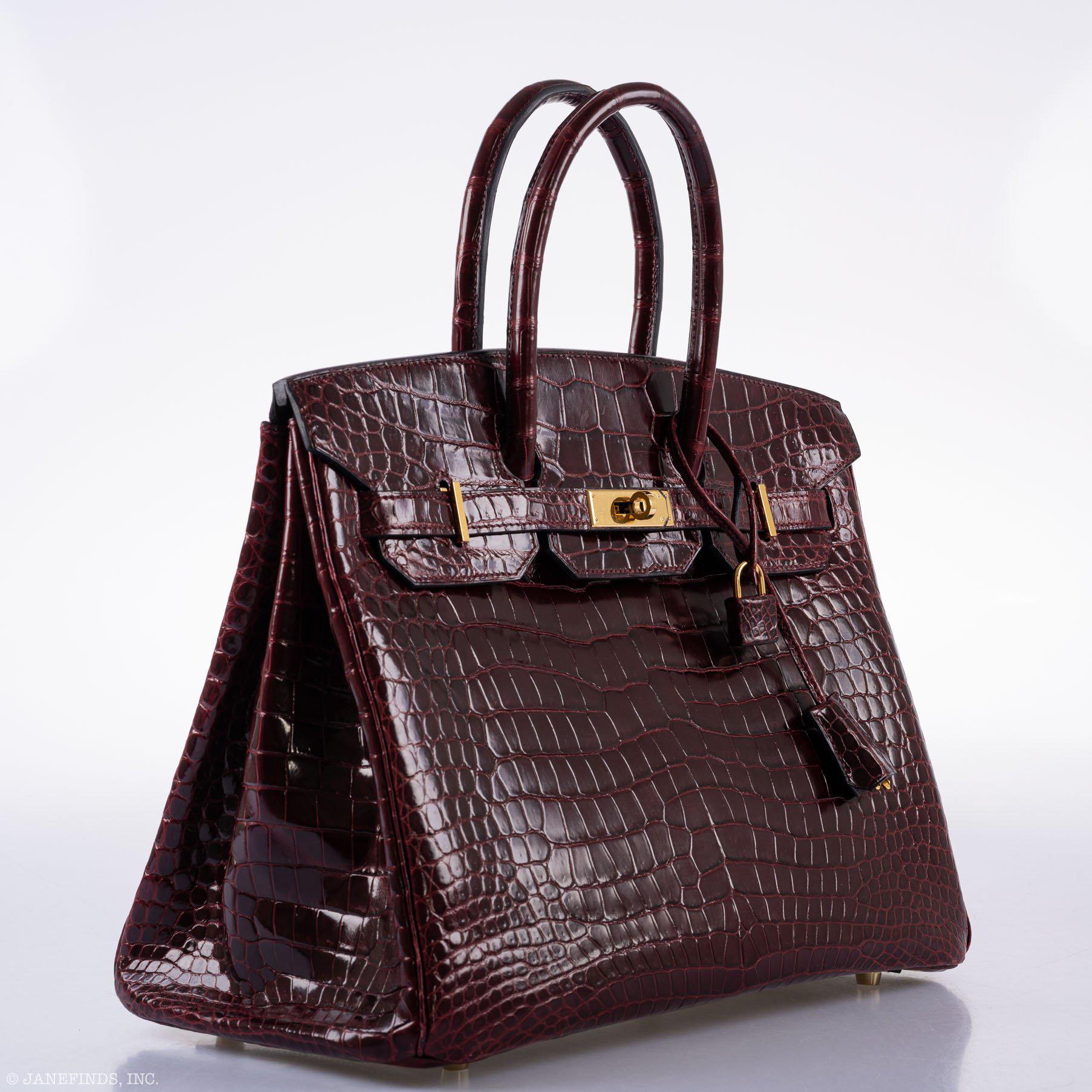 Hermès Birkin 35 Bordeaux Porosus Crocodile Gold Hardware