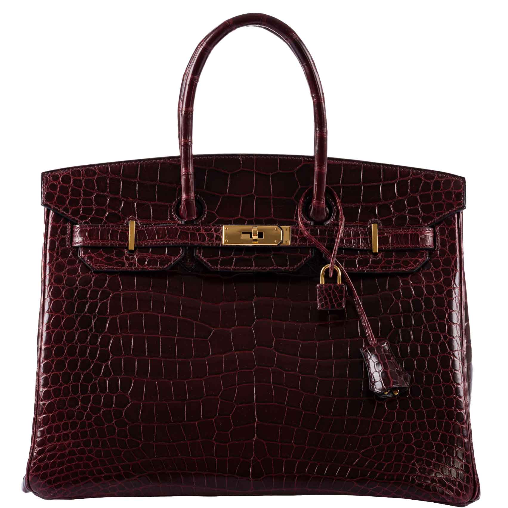 Hermès Birkin 35 Bordeaux Porosus Crocodile Gold Hardware
