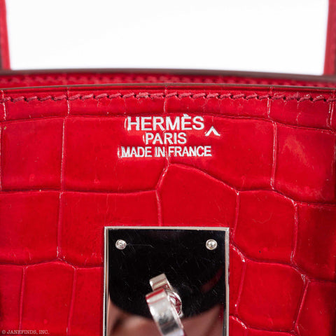 Hermès Birkin 35 Braise Porosus Crocodile Palladium Hardware