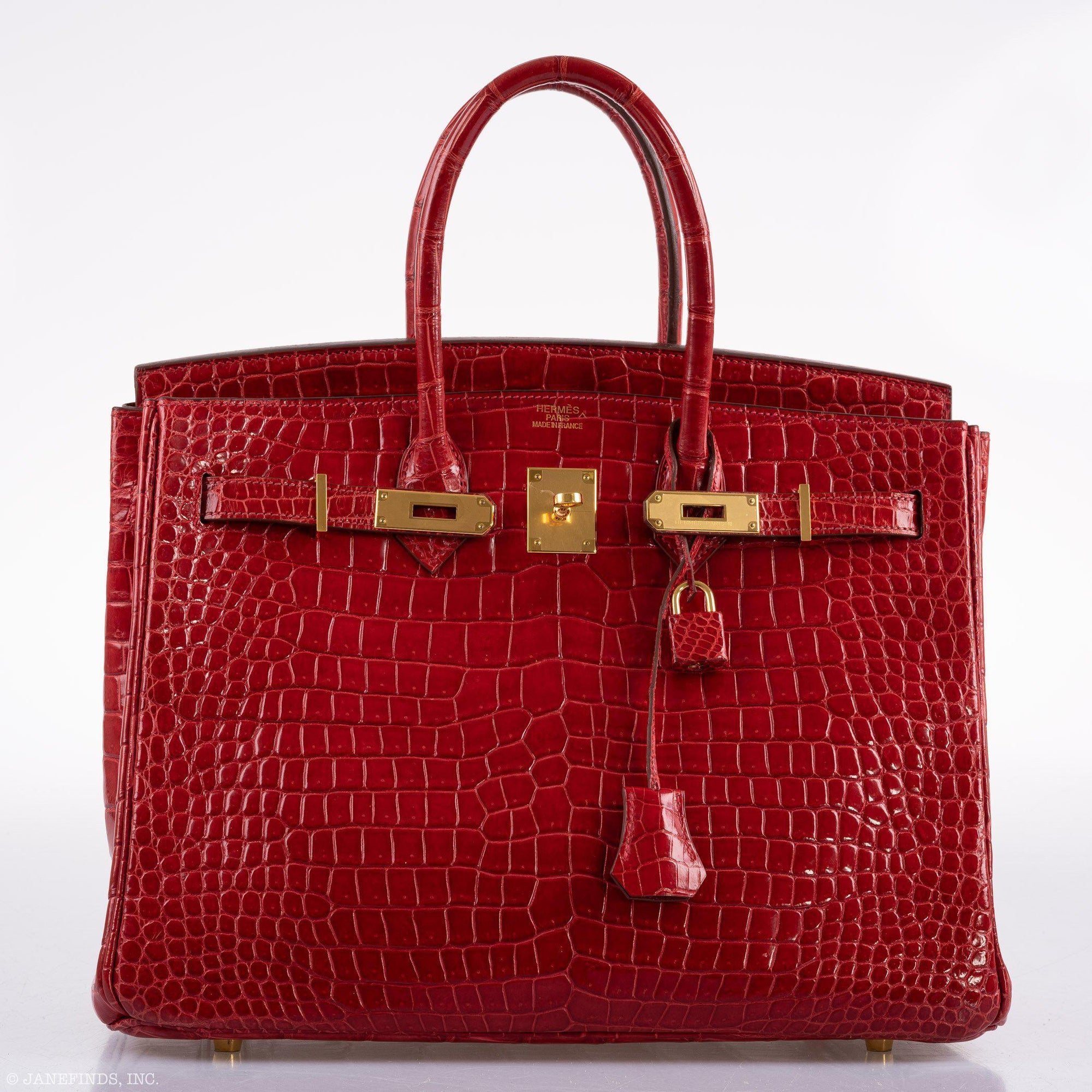 Hermès Birkin 35 Braise Porosus Crocodile with Gold Hardware - 2011, Square O