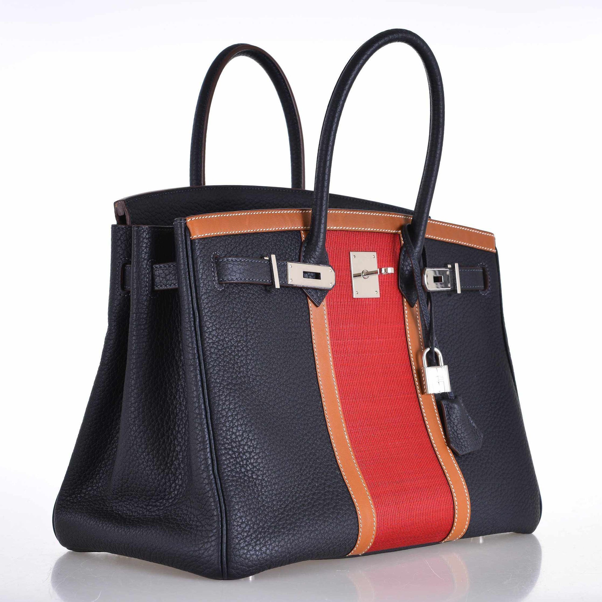 Hermès Birkin 35 Club Bleu Indigo Togo Rouge H Crin Fauve Barenia Palladium Hardware