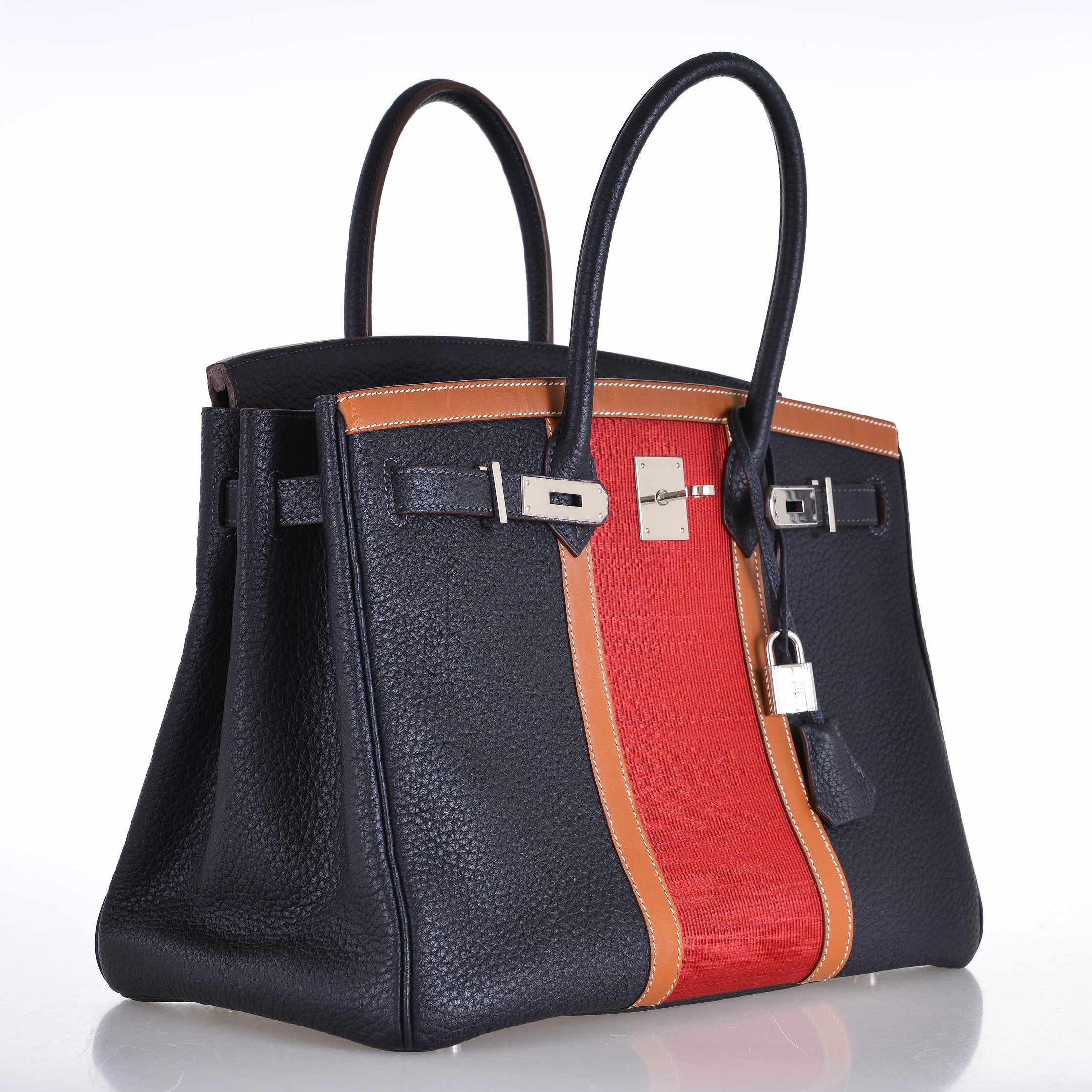 Hermès Birkin 35 Club Bleu Indigo Togo Rouge H Crin Fauve Barenia Palladium Hardware