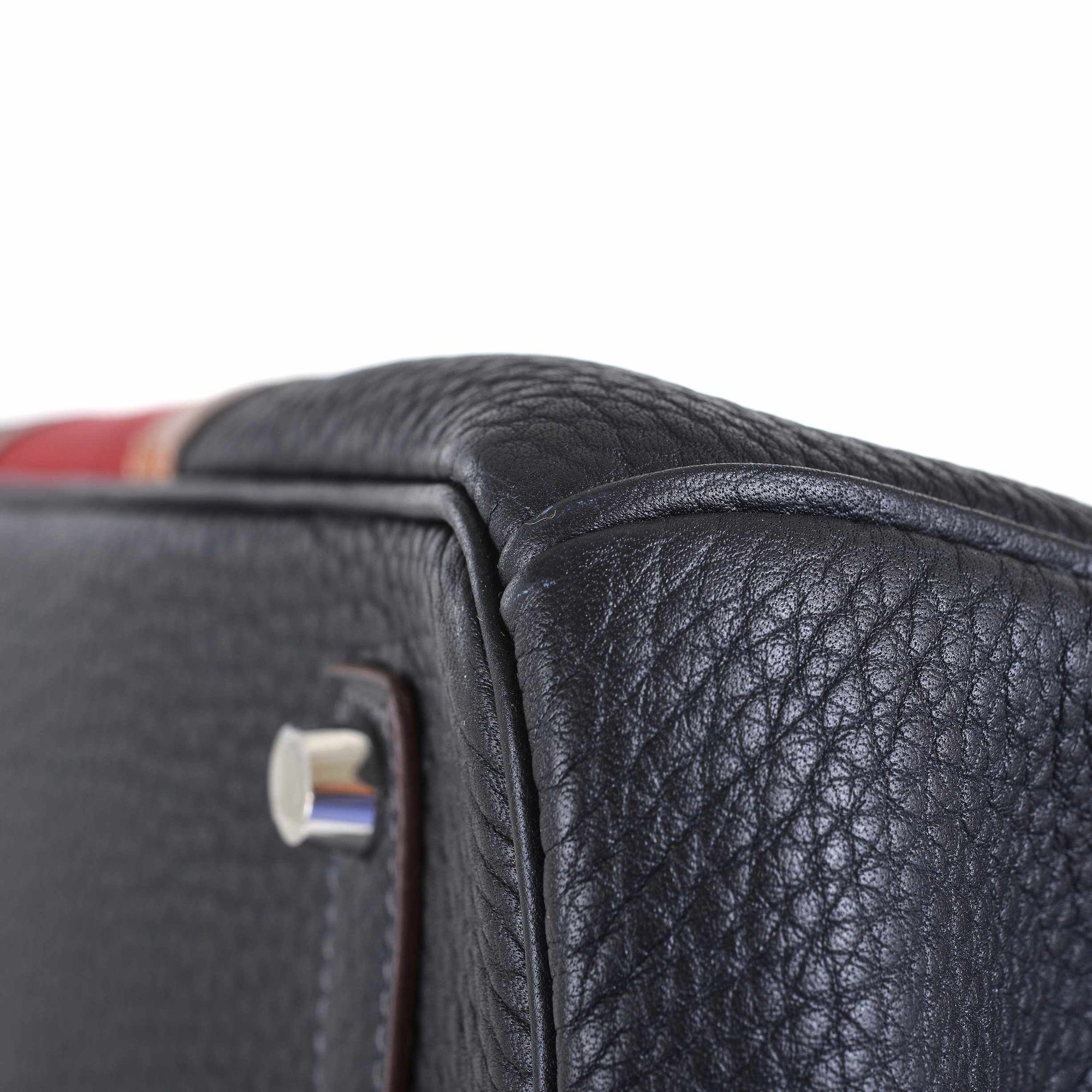 Hermès Birkin 35 Club Bleu Indigo Togo Rouge H Crin Fauve Barenia Palladium Hardware