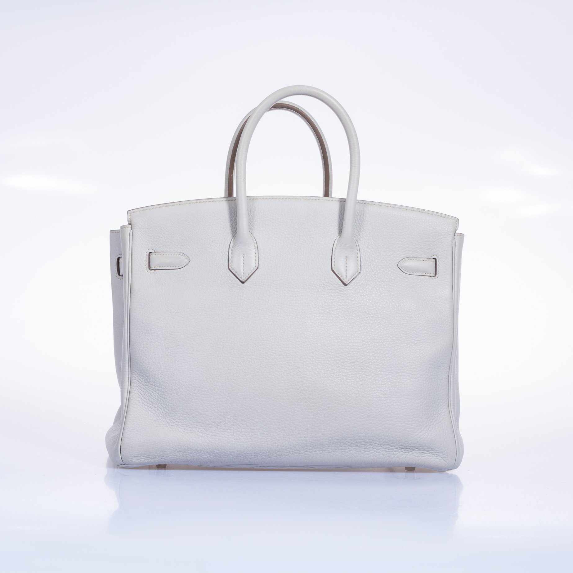 Hermès Birkin 35 Club Gris Perle Mykonos Lizard White Clemence Palladium Hardware