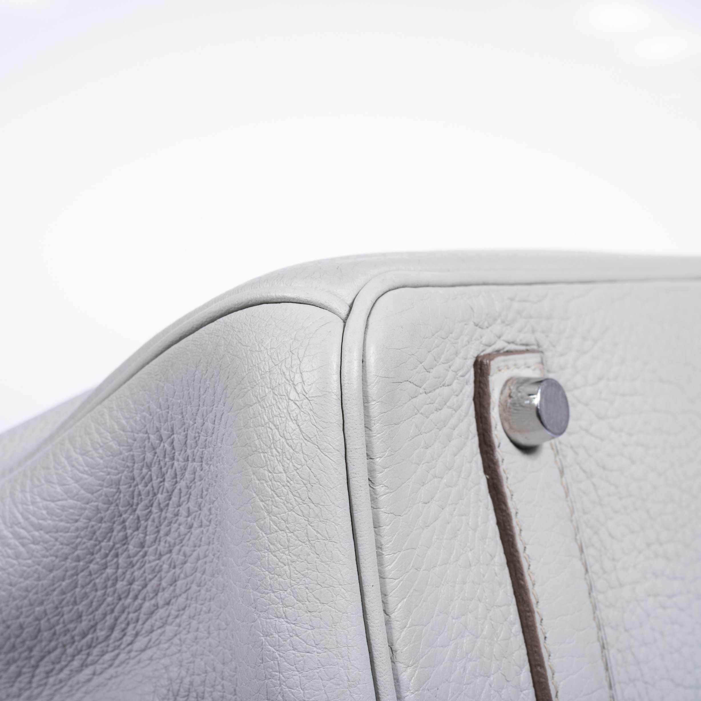 Hermès Birkin 35 Club Gris Perle & White Clemence Mykonos Lizard Palladium Hardware