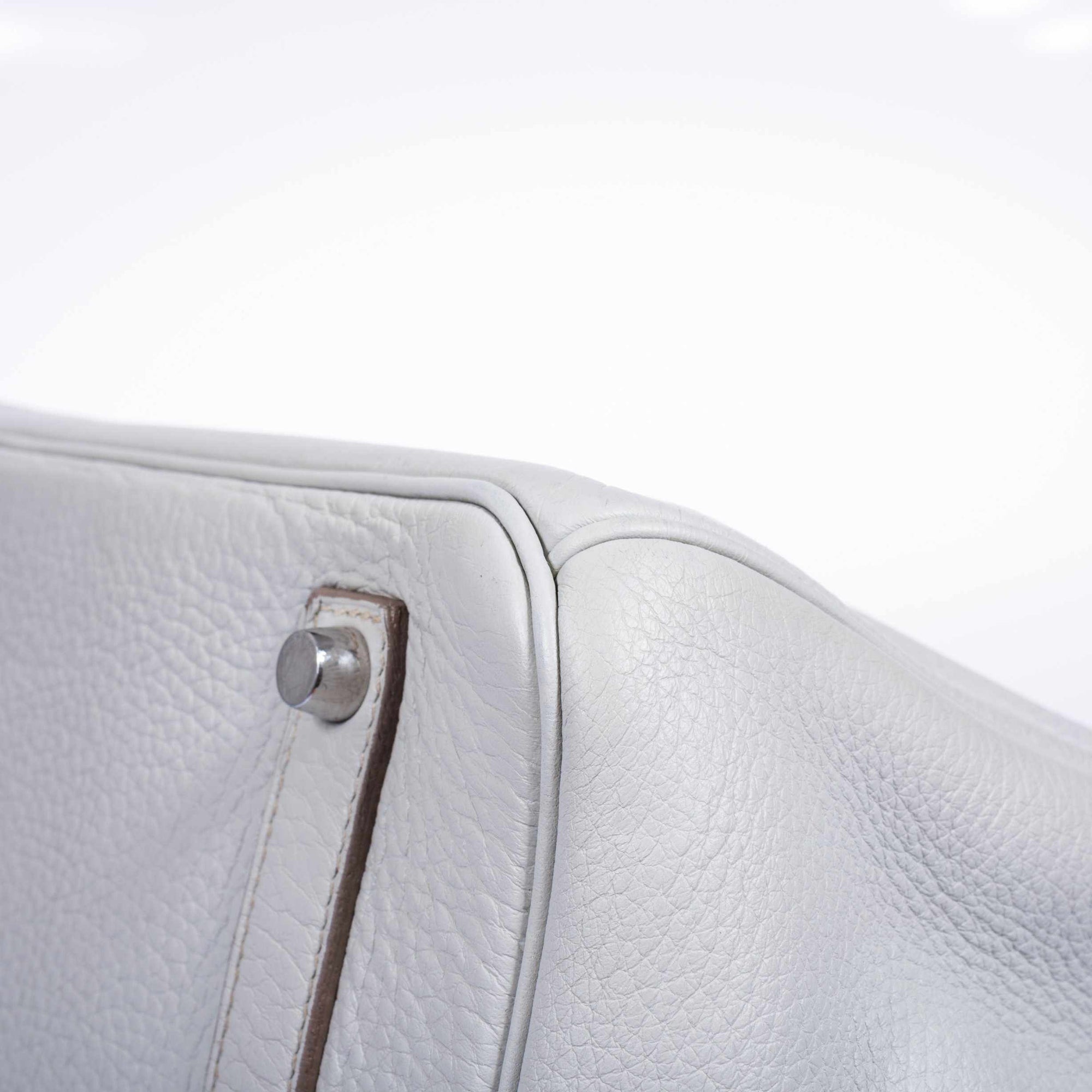 Hermès Birkin 35 Club Gris Perle & White Clemence Mykonos Lizard Palladium Hardware
